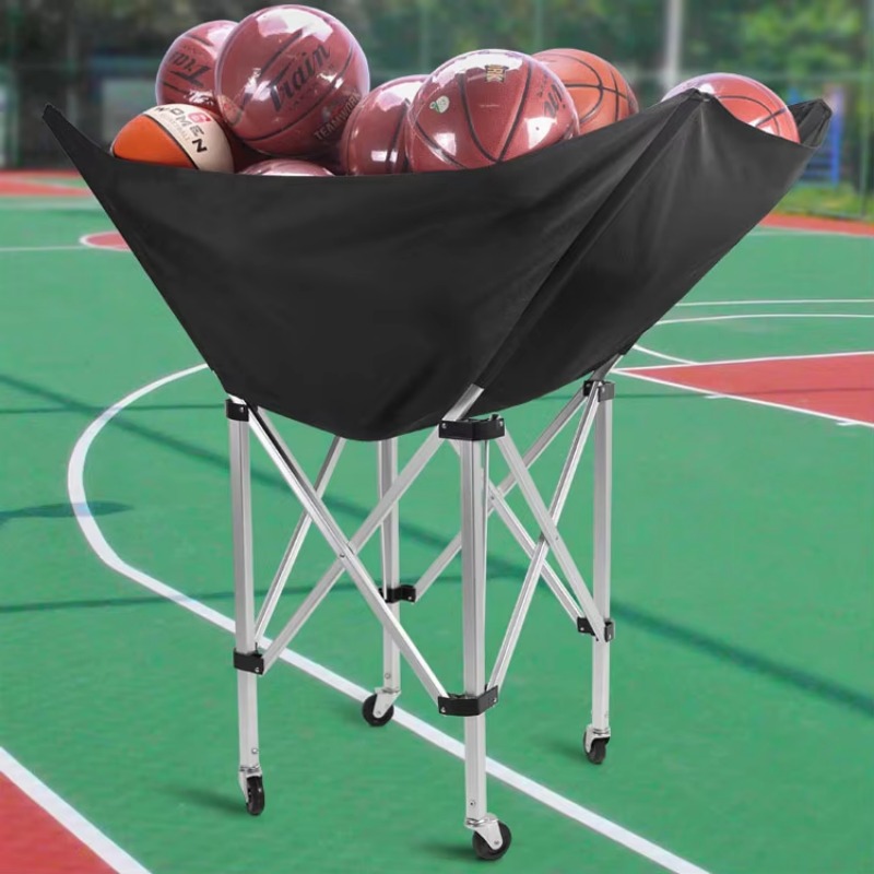 Sports Equipment Cart - カスタムカラーアルミ製バスケットボール・バレーボール・フットボールスポーツ用品用ポータブル折りたたみ式トレーニングボールカート（車輪付き）