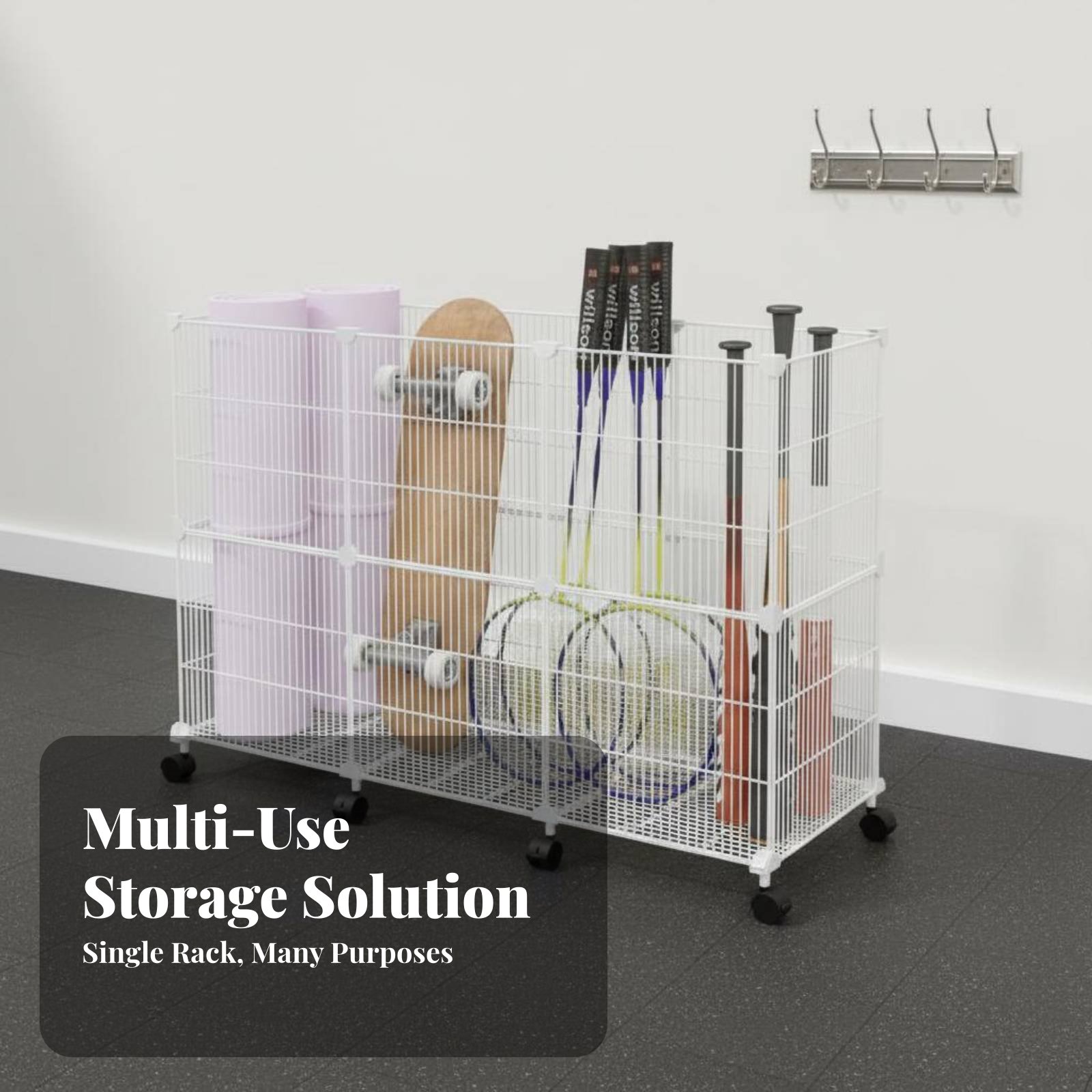 Sports Equipment Cart - スポーツ用品収納カート 頑丈なスポーツギアオーガナイザーラック 球形収納ビン 簡単に届く設計 ガレージ整理整頓