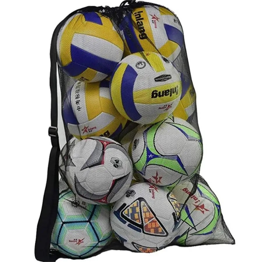 Sports Equipment Store - ショルダーストラップ付きの大きなメッシュスポーツバッグ、バスケットボール、バレーボール、野球、水泳用品を収納するための巾着バッグ