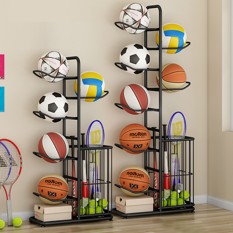 Sports Equipment Badminton - スポーツボール収納ラックバスケットボールバドミントンバレーボール自立型スポーツ用品オーガナイザーボールホルダー家庭用屋内用