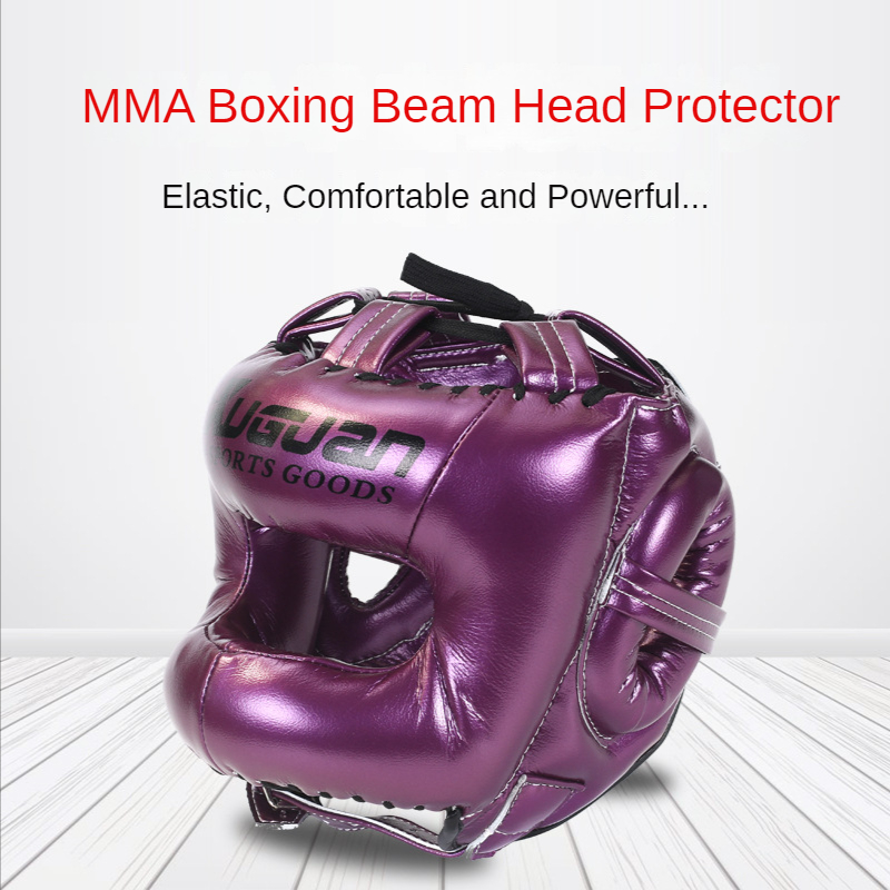 Sports Equipment Names - PU ボクシングヘッド保護大人のフィットネス機器クロスビームクローズドフルスポーツ三田ヘルメットテコンドーアクセサリー