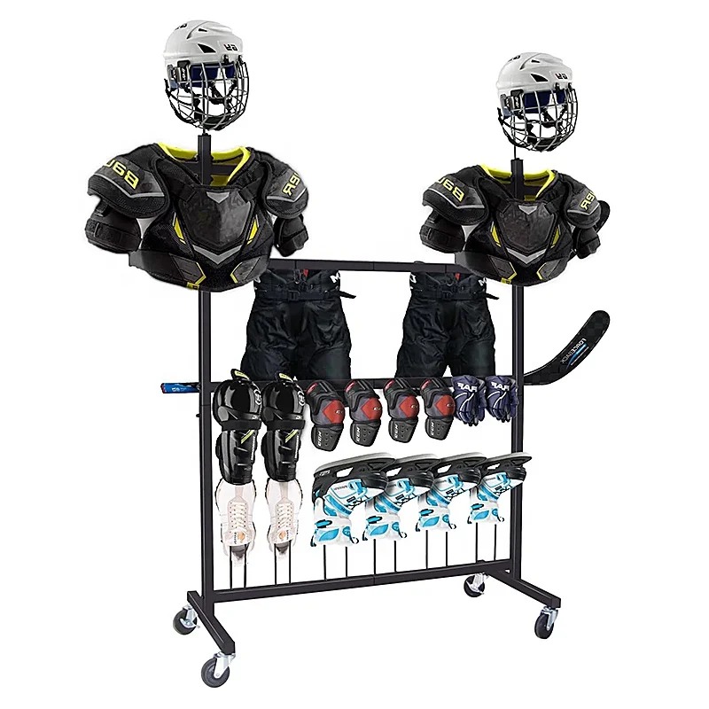 Sports Equipment Store - カスタムストアフロアスポーツ用品ラグビーヘルメットアイスホッケースティックシューズウェアグローブメタル乾燥保管ラックディスプレイスタンド