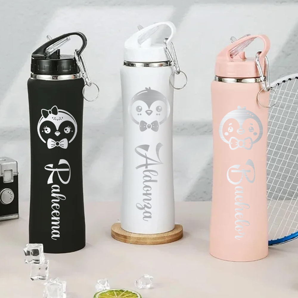1PC パーソナライズされたステンレス鋼製ウォーターボトル、 - Name Sports Equipment のレビューと価格