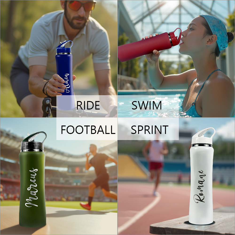 パーソナライズされた名前入りストロー付きウォーターボトル、カ - Name Sports Equipment のレビューと価格