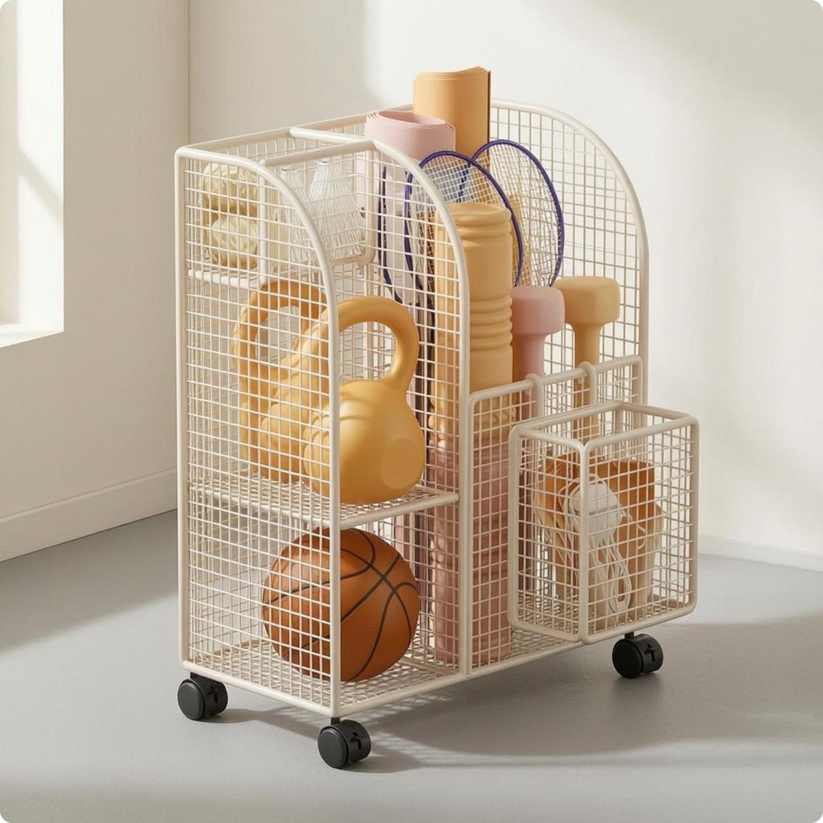 多段式金属製ワイヤー収納カート（スポーツ用品やヨガマット用、 - Sports Equipment Cart のレビューと価格