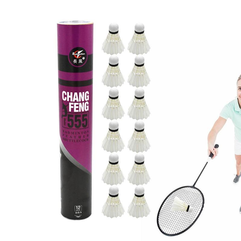 ナチュラルダックフェザーバドミントンシャトルコック、ホワイト - Sports Equipment Badminton のレビューと価格