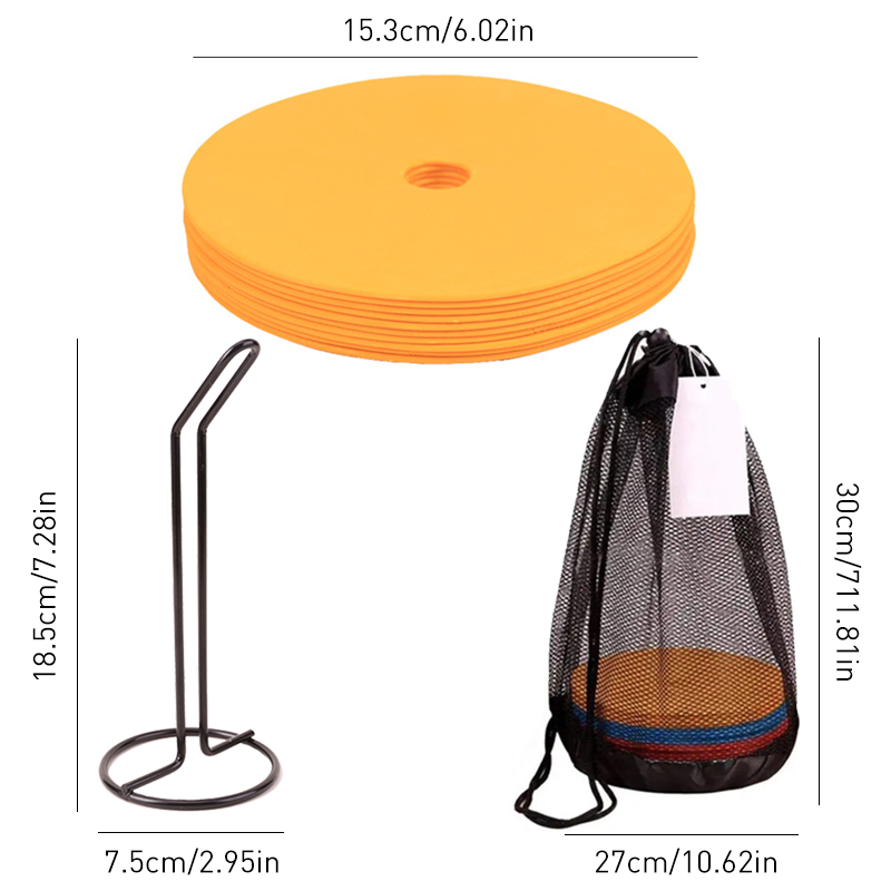 10 個サッカーフラットコーンマーカーディスクバスケットボー - Football Training Cone のレビューと価格